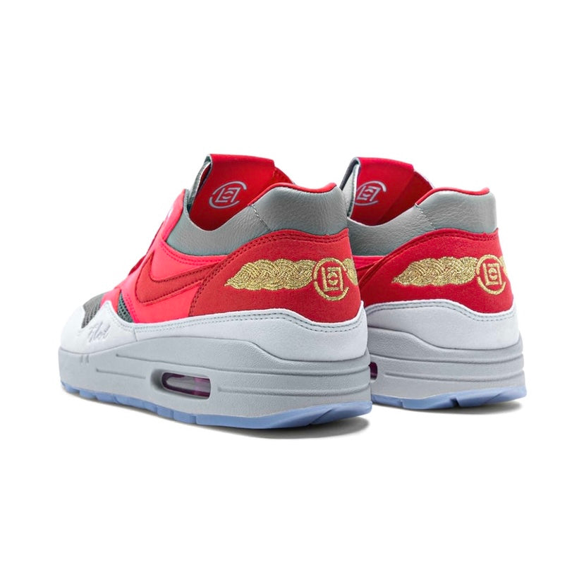 Nike Air Max 1 CLOT Kiss of Death Solar Red & University Red Sneakers 2021 - Limited Edition Running Shoes for Men & Women - Perfect for Streetwear, Casual Wear & Sneaker Collectors