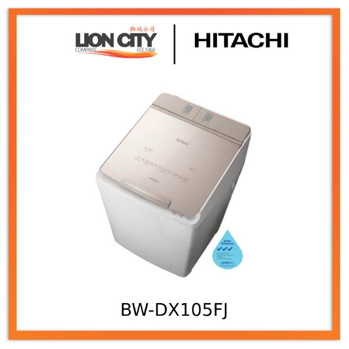 Hitachi BW DX105FJ 10.5kg Top Load Washer Dryer Combo with 5.5kg Drying Capacity - Perfect for Apartments, Laundry Rooms & Small Spaces