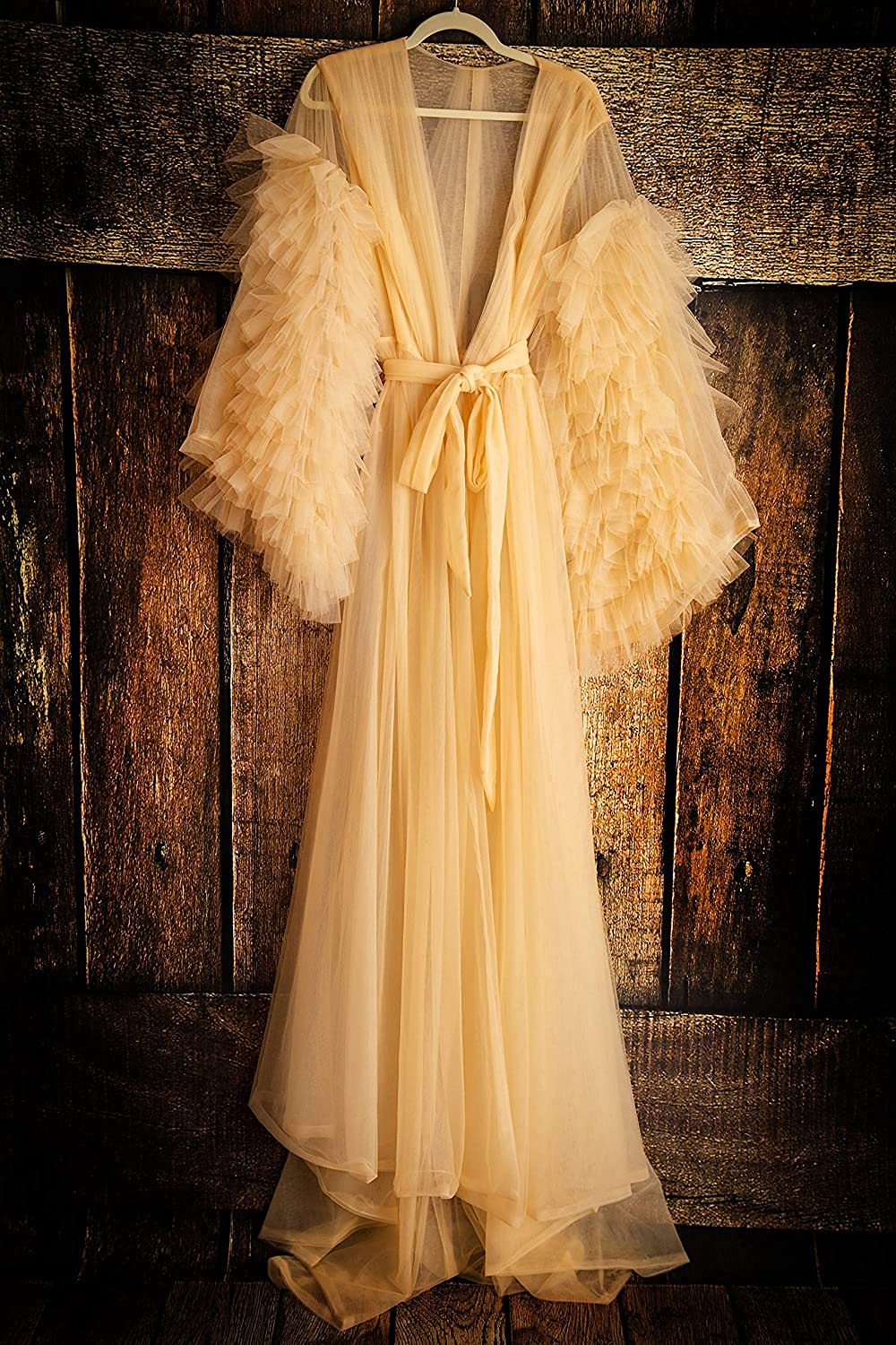 Sheer Tulle Robe Dress for Women - Long Maternity Boudoir Lingerie, See-Through Pajama Dress for Photography & Bridal Shower - Perfect for Maternity Photos, Bridal Party, and Romantic Nights