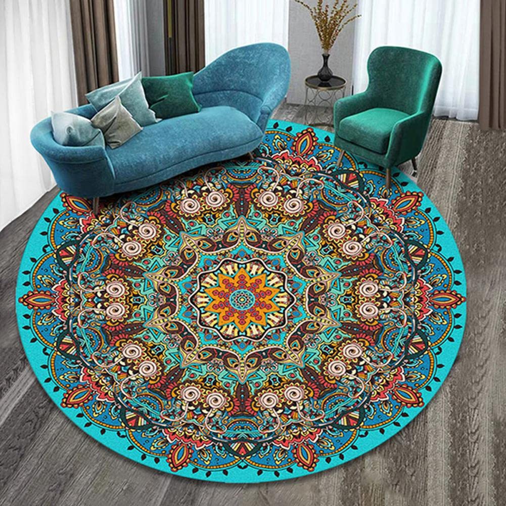 Round Chair Mat for Hardwood Floors - Non-Slip Office Chair Mat with Low Pile Carpet - Decorative Round Rug Protects Floors from Rolling Chairs - Perfect for Home Office, Gaming Setup & Workspace