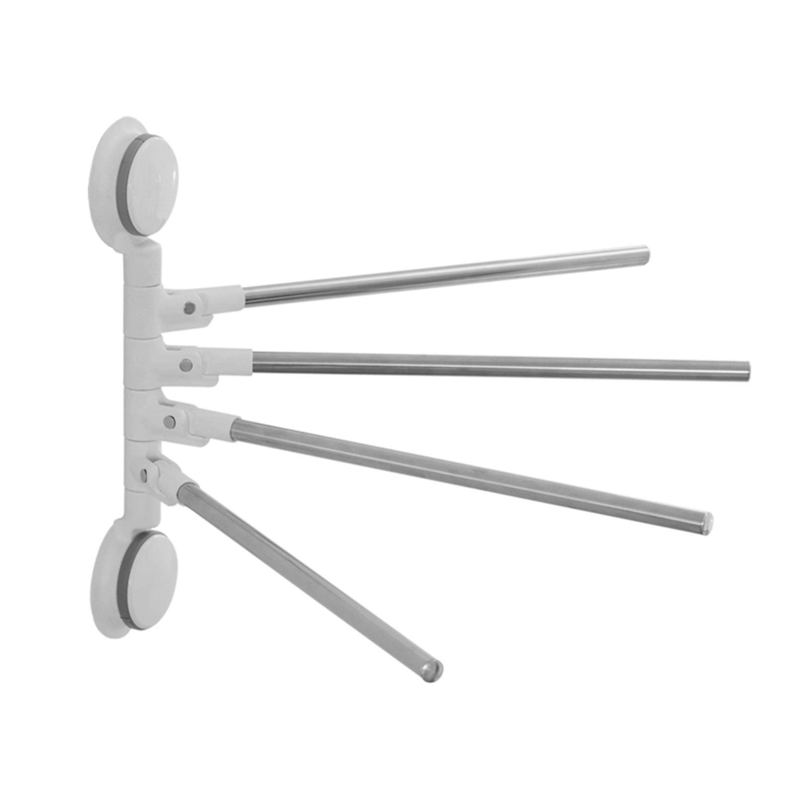 Stainless Steel Vacuum Suction Towel Bar - 4 Pack Heavy Duty Bathroom Towel Rack with Strong Adhesive, Rustproof Shower Towel Holder for Bathroom, Kitchen, RV & Dorm Organization