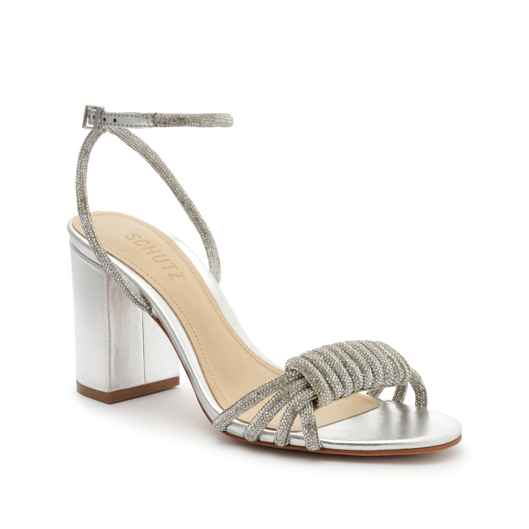Jewell Block Metallic Nappa Leather Sandals for Women - Comfortable Summer Dressy Strappy Heels | Perfect for Weddings, Parties & Date Nights