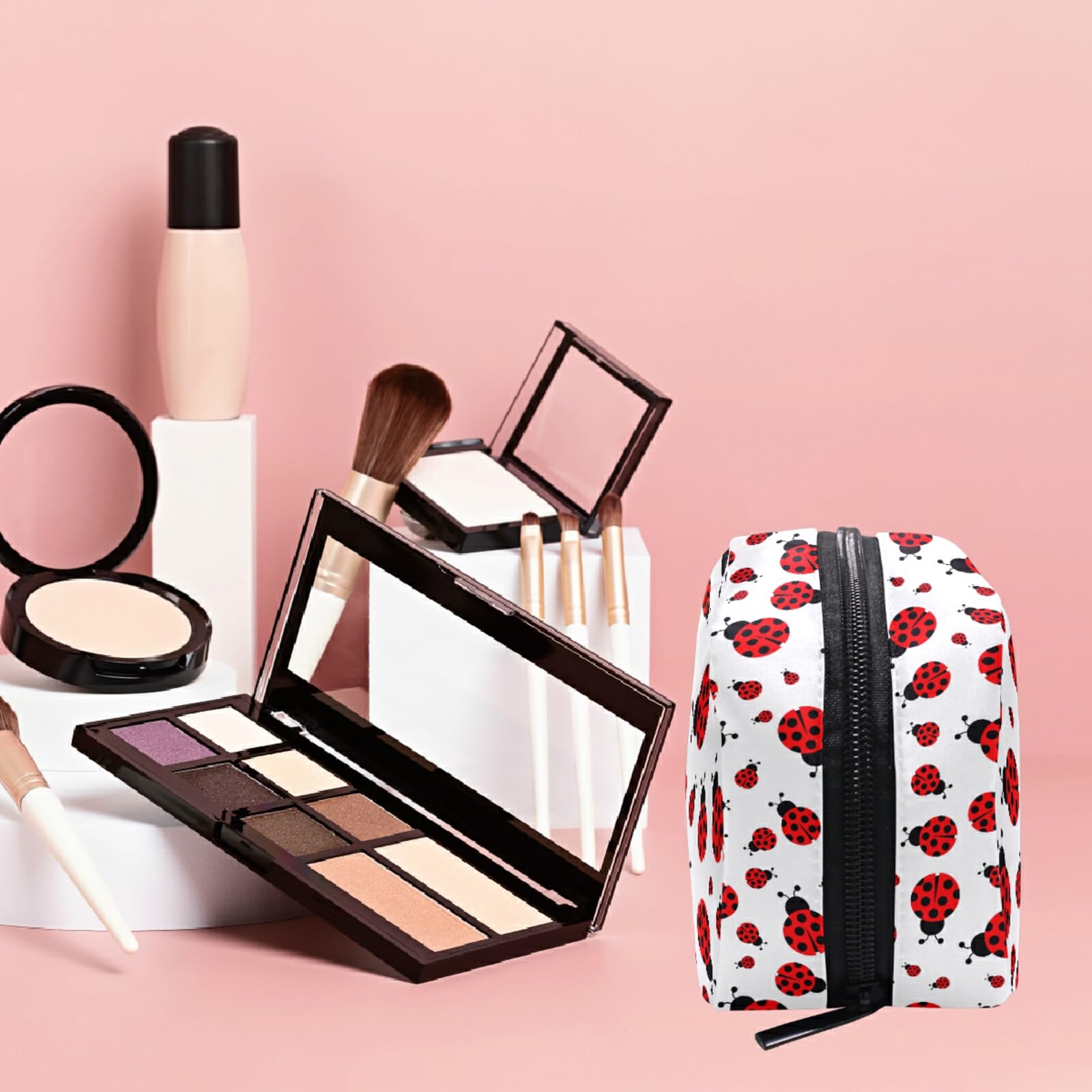 Cute Ladybug Makeup Bag for Women - Travel Cosmetic Organizer with Compartments | Perfect for Travel & Daily Use