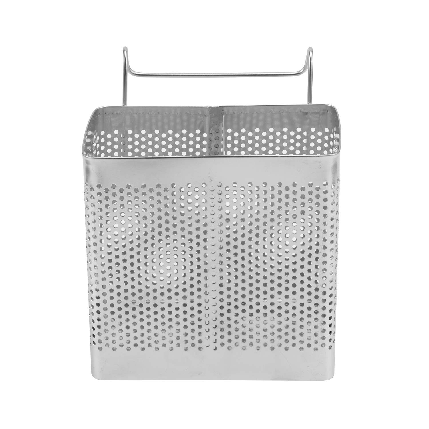 Stainless Steel Cutlery Holder with Hooks - 2 Compartment Square Drying Rack for Spoons, Forks, Chopsticks & Kitchen Utensils - Perfect for Sink Organizer, Countertop Storage & Dish Drying Station