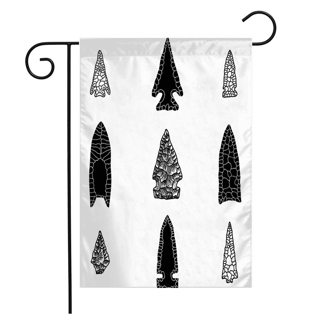 Flint Point Black Arrowhead Rock Garden Flag - 12x18 Inch Indian Hand Tool Design for Patio, Lawn & Outdoor Decor | Perfect Seasonal Gift for History Enthusiasts & Home Decor