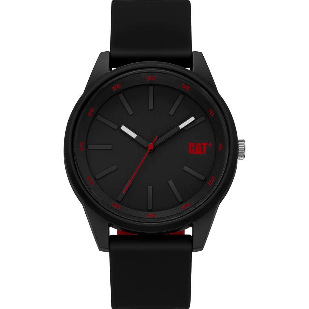 CAT Men's Insignia Black Rubber Strap Watch for Outdoor & Work