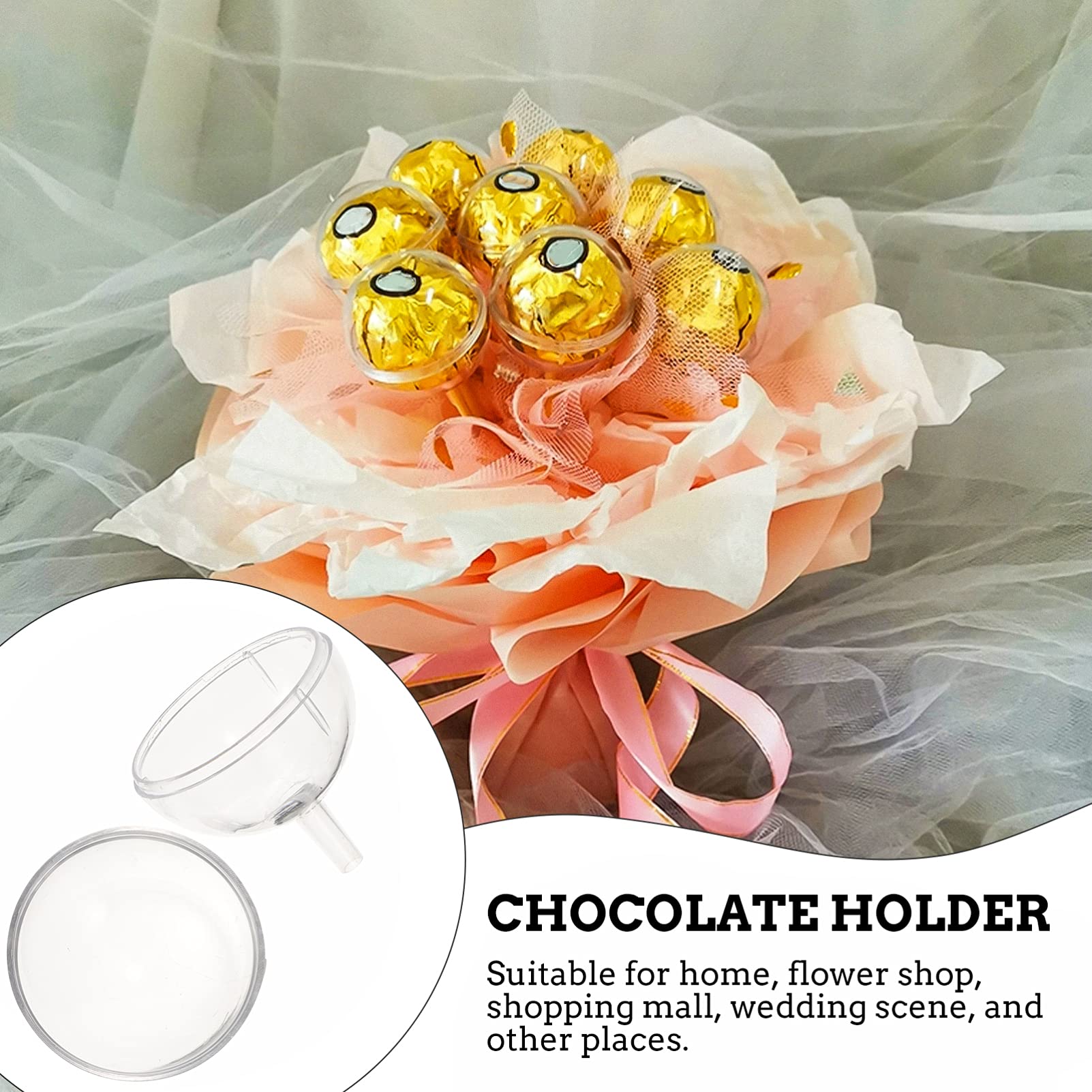 10 Sets Chocolate Torus Holders - Candy Cups, Truffle & Mini Lollipop Packaging - Plastic Cake & Muffin Stand with Decorative Flowers for Dessert Displays, Party Decorations & Baking Supplies
