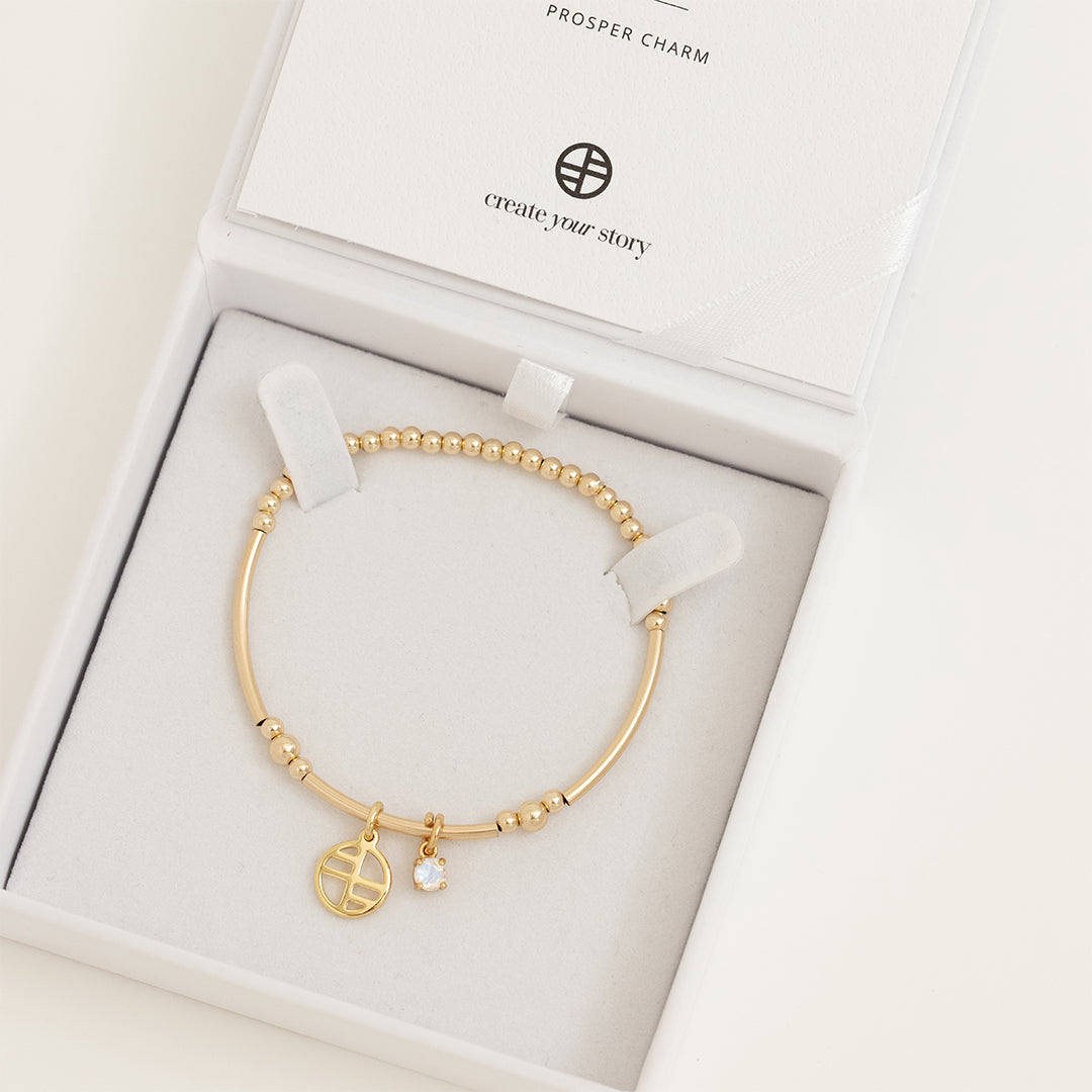 Prosper Charm Bracelet for Women - Elegant Adjustable Beaded Bracelet with Inspirational Charms - Perfect for Gifts, Daily Wear & Special Occasions