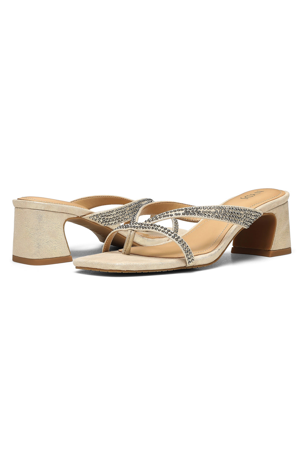 Glynn Block Heel Sandals for Women - Comfortable Light Gold Summer Dress Shoes | Perfect for Weddings, Parties & Office Wear