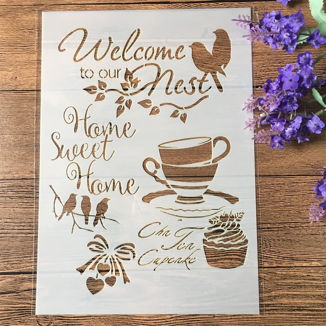 Reusable A4 29cm Bird Welcome Nest Stencil for DIY Painting, Home Decor & Crafts - Perfect for Wall Art, Scrapbooking & Furniture Upcycling