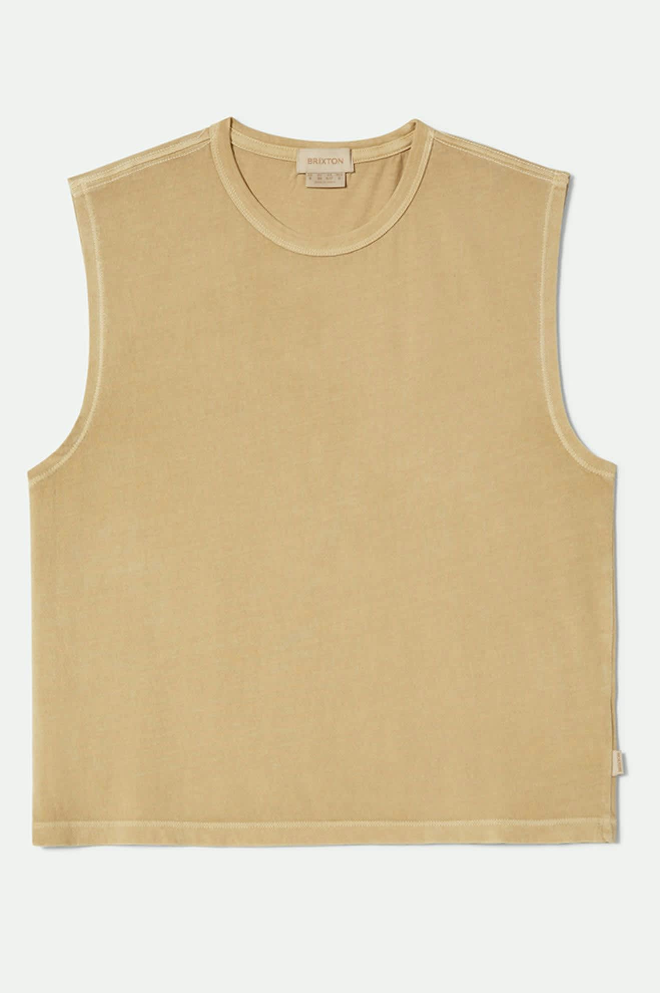 Carefree Organic Garment Dyed Muscle Tank for Women - Soft Pale Khaki Cotton Top | Perfect for Yoga, Gym Workouts & Summer Casual Wear