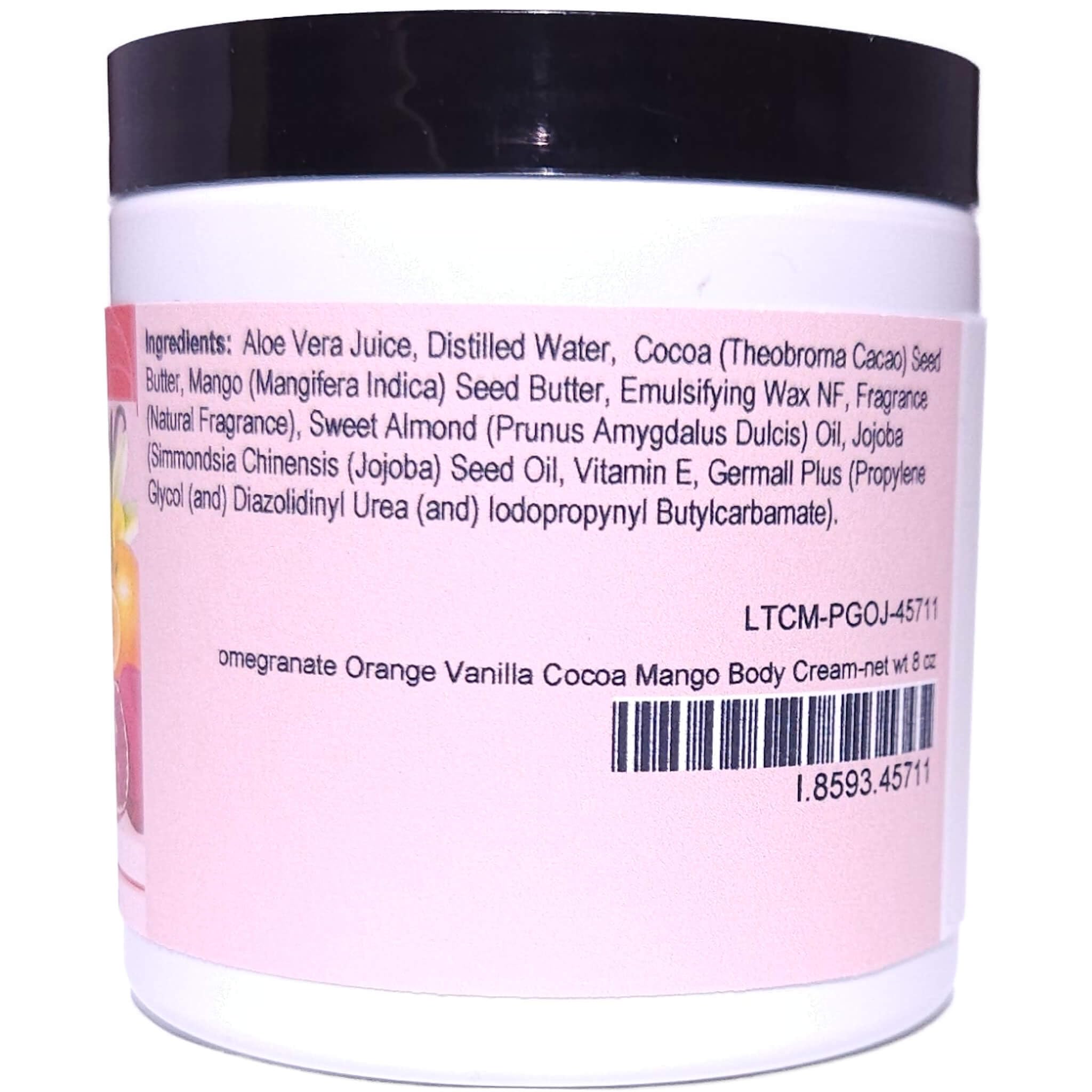 Natural Pomegranate Orange Vanilla Cocoa Mango Body Cream (8oz) - Moisturizing Lotion & Body Butter with Juicy Fruity Scent - Perfect for Dry Skin Care & Daily Hydration