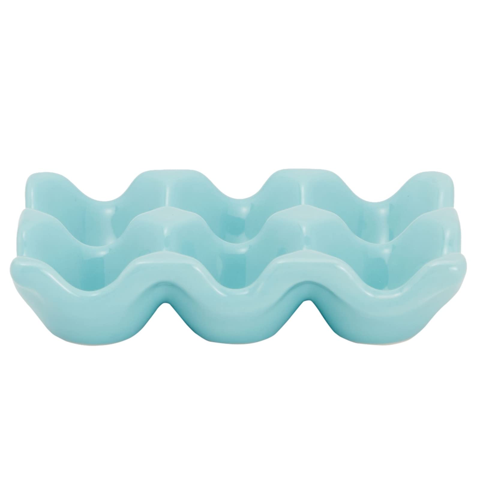 Farmlyn Creek Ceramic Egg Holder - 2 Pack Teal Porcelain Egg Tray for 6 Eggs | Countertop & Refrigerator Storage | Perfect for Easter Egg Painting, Hard Boiled Eggs & Kitchen Organization | Durable & Stylish Home Decor