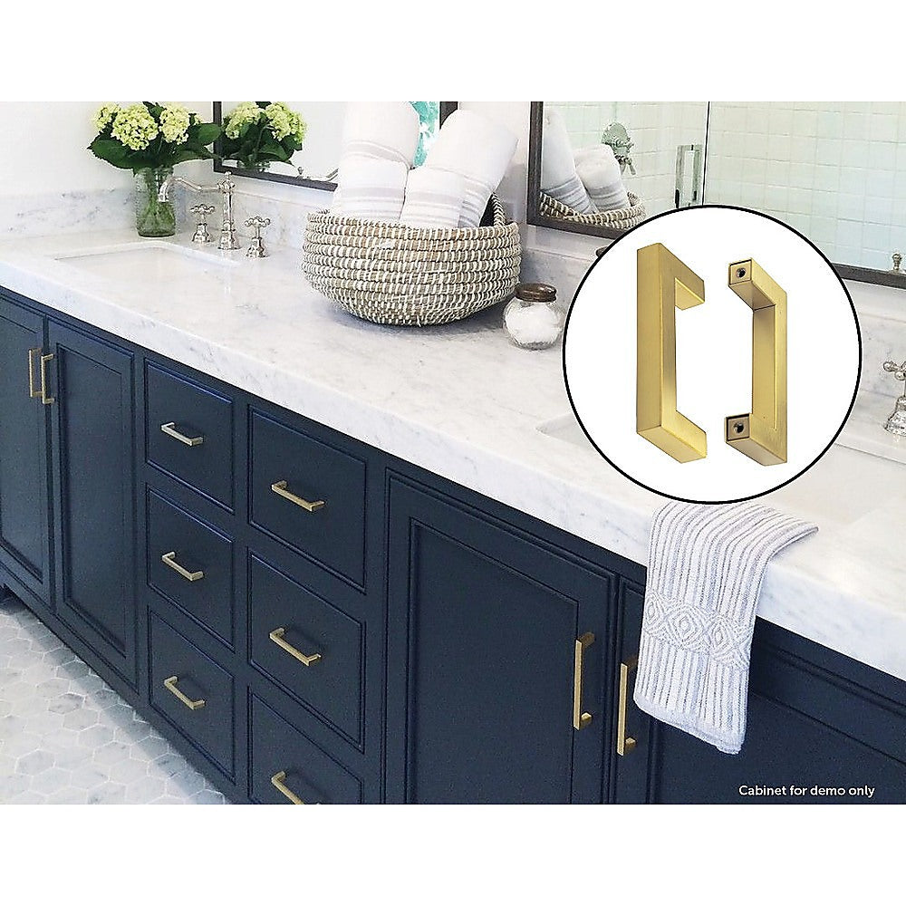 15 Pack Brushed Brass Drawer Pulls - 96mm Kitchen Cabinet Handles with Gold Finish - Perfect for Modern Cabinets, Dressers & Furniture Upgrades
