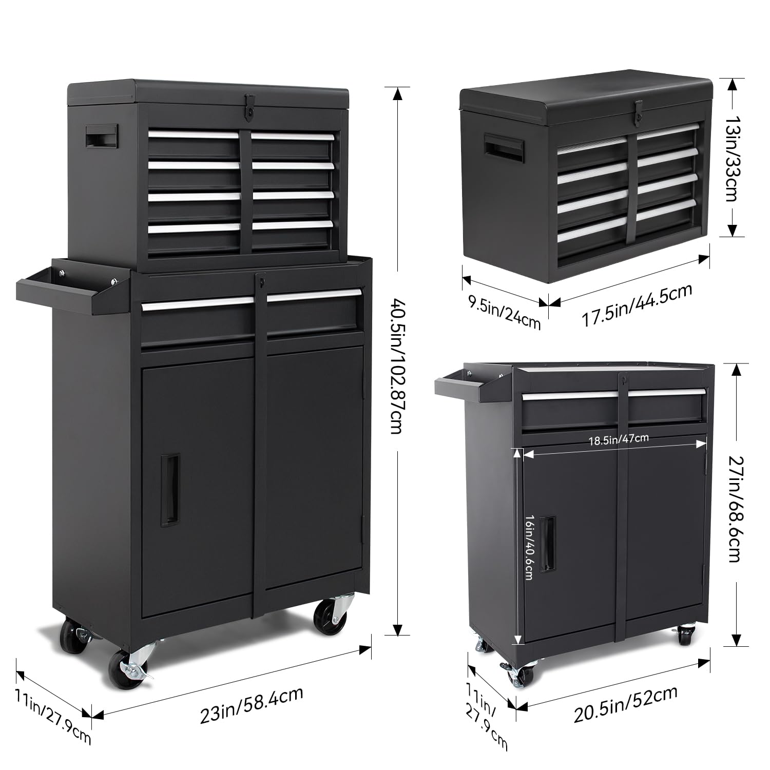 5-Drawer Rolling Tool Chest - Heavy Duty High Capacity Tool Storage Cabinet with Adjustable Shelf & Lockable Drawers | 2-in-1 Detachable Mechanic Tool Box on Wheels | Perfect for Garage, Workshop, Warehouse & Auto Repair Shops | Durable Tool Organization for Professionals & DIY Enthusiasts