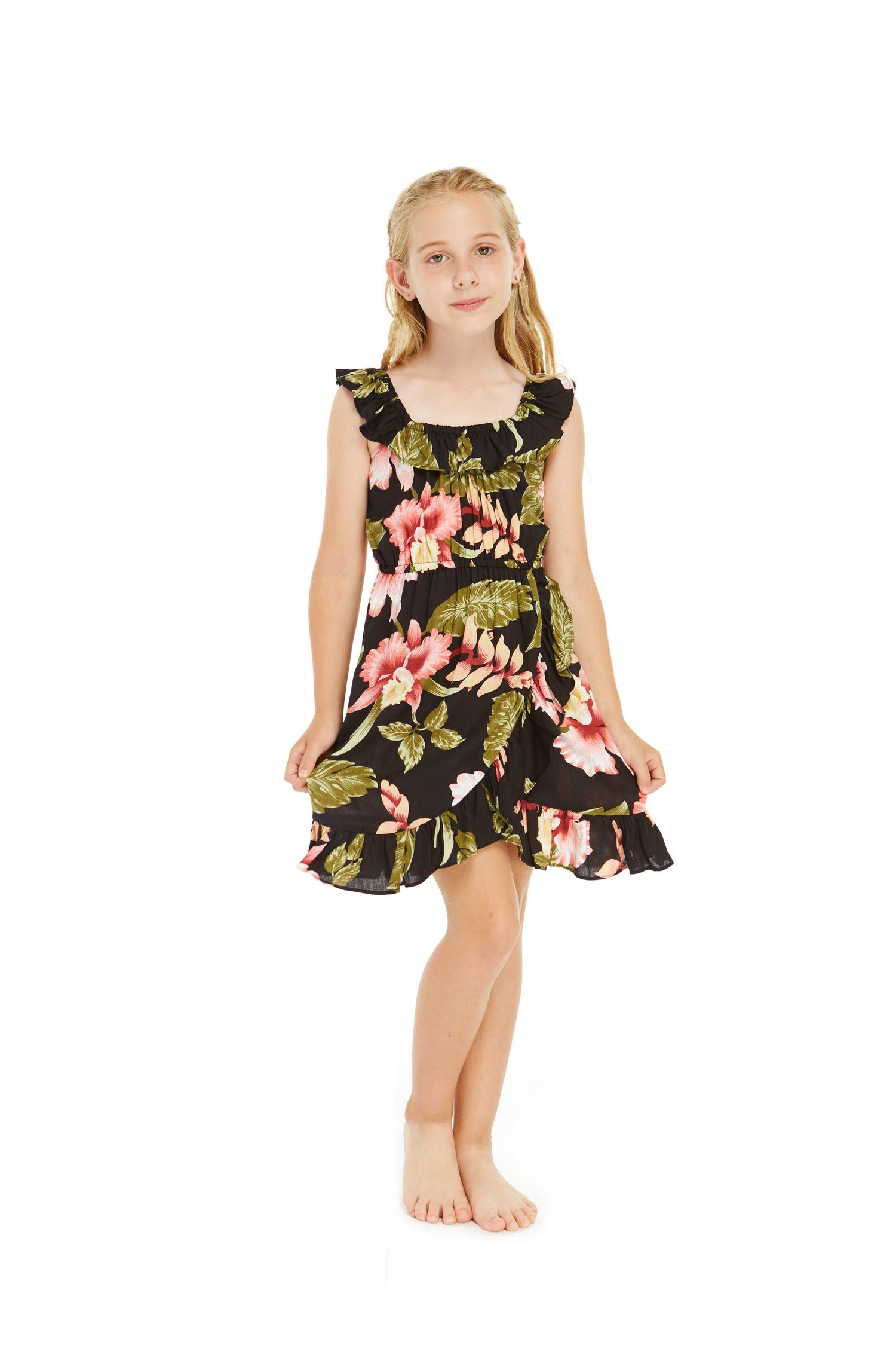 Girl's Ruffle Wrap Hawaiian Luau Dress - Beach Party & Summer Outfit