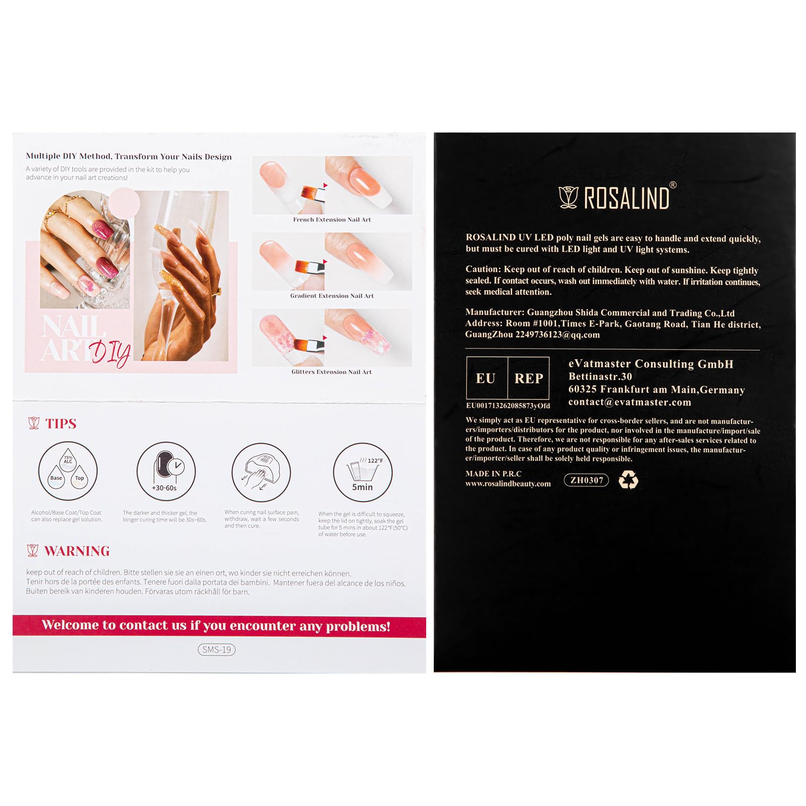 ROSALIND 30ml Acrylic Poly Nail Extension Gel Kit - 2 Pack Transparent Semi-Permanent Nail Gel with Brush & Nail Molds | DIY Nail Art for Beginners, Salon Quality Manicure at Home | Perfect for Wedding, Party & Everyday Nail Care