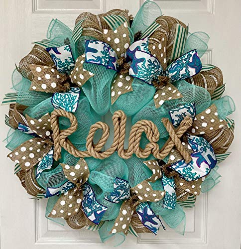 Handmade Nautical Rope Beach Wreath - Coastal Decor for Doors, Walls & Home - Perfect for Summer, Beach House & Ocean-Themed Parties