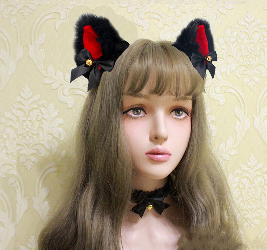 Fxaelian Animal Fox Cat Dog Ears Headband - Cute Fluffy Cosplay Costume Accessories for Halloween, Parties, Anime Conventions & Dress Up Play