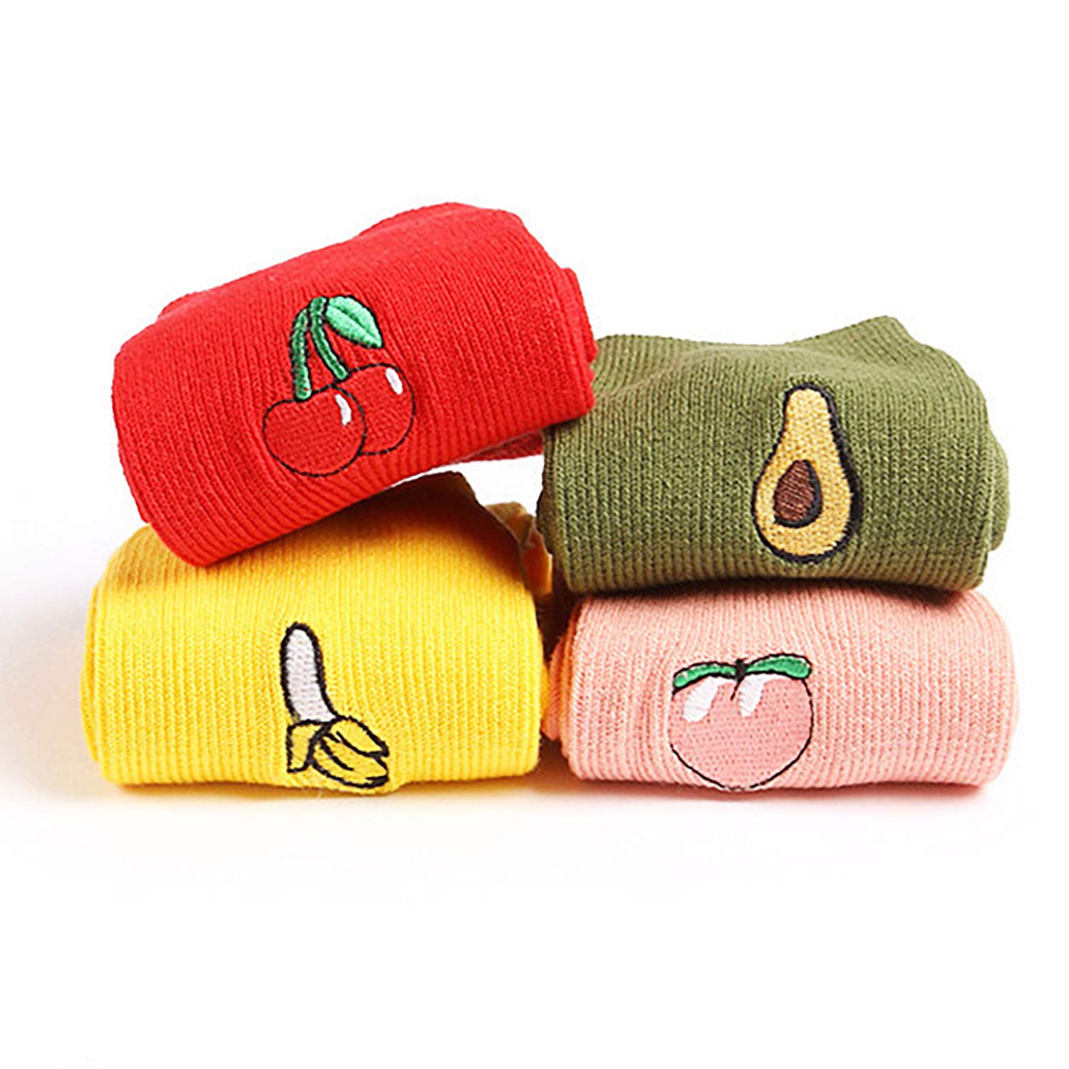 Women's Fruit Print Crew Socks - Funny Cute Long Cotton Socks for Women - Perfect for Casual Wear, Gifts & Everyday Comfort