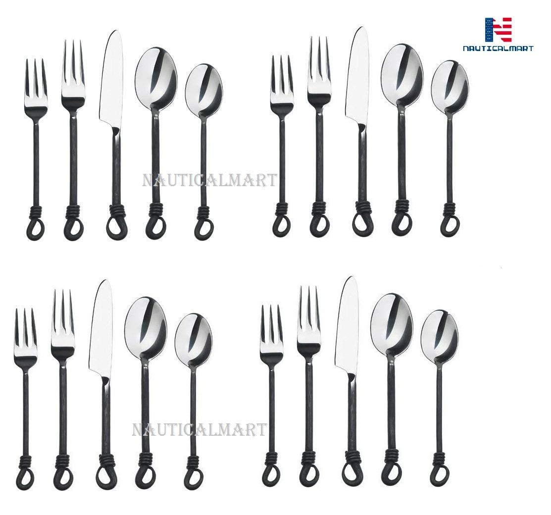 Premium Twist and Shout 20-Piece Stainless Steel Flatware Set - 4 Place Settings - Dishwasher Safe Silverware for Everyday Dining, Dinner Parties & Wedding Gifts