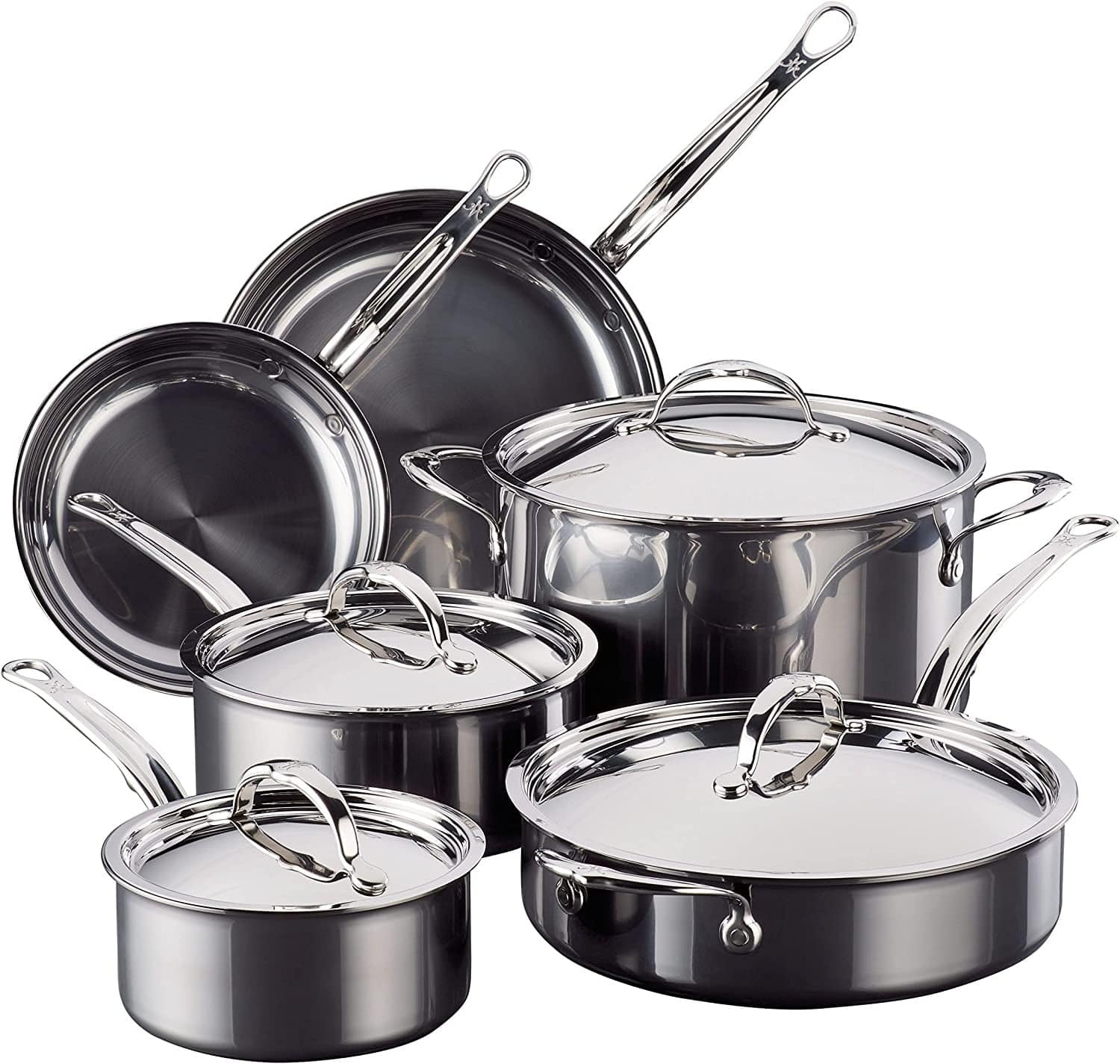 Premium Hestan Nanobond 10-Piece Nonstick Cookware Set - Durable Ceramic Coating Pots & Pans for Healthy Cooking - Perfect for Frying, Sautéing & Boiling in Modern Kitchens