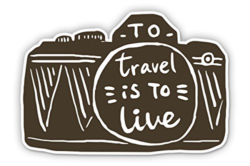 AK Wall Art 'To Travel is to Live' Camera Vinyl Sticker - Multiple Sizes for Home & Office Decor | Perfect for Laptops, Journals, and Travel Accessories