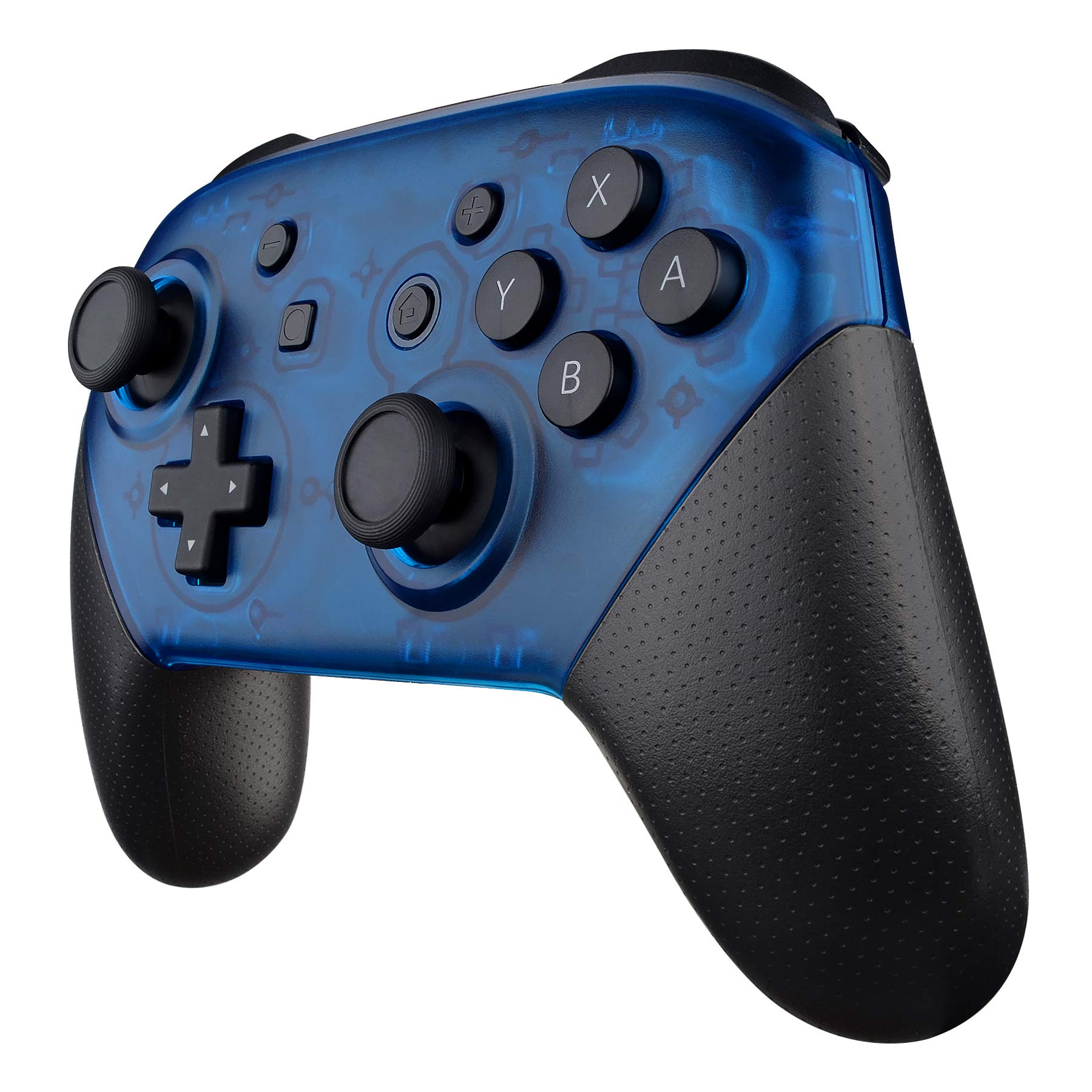 eXtremeRate Transparent Blue Faceplate & Backplate Replacement Shell for Nintendo Switch Pro Controller - DIY Customization Kit (Controller Not Included) - Perfect for Gaming Enthusiasts & Modders