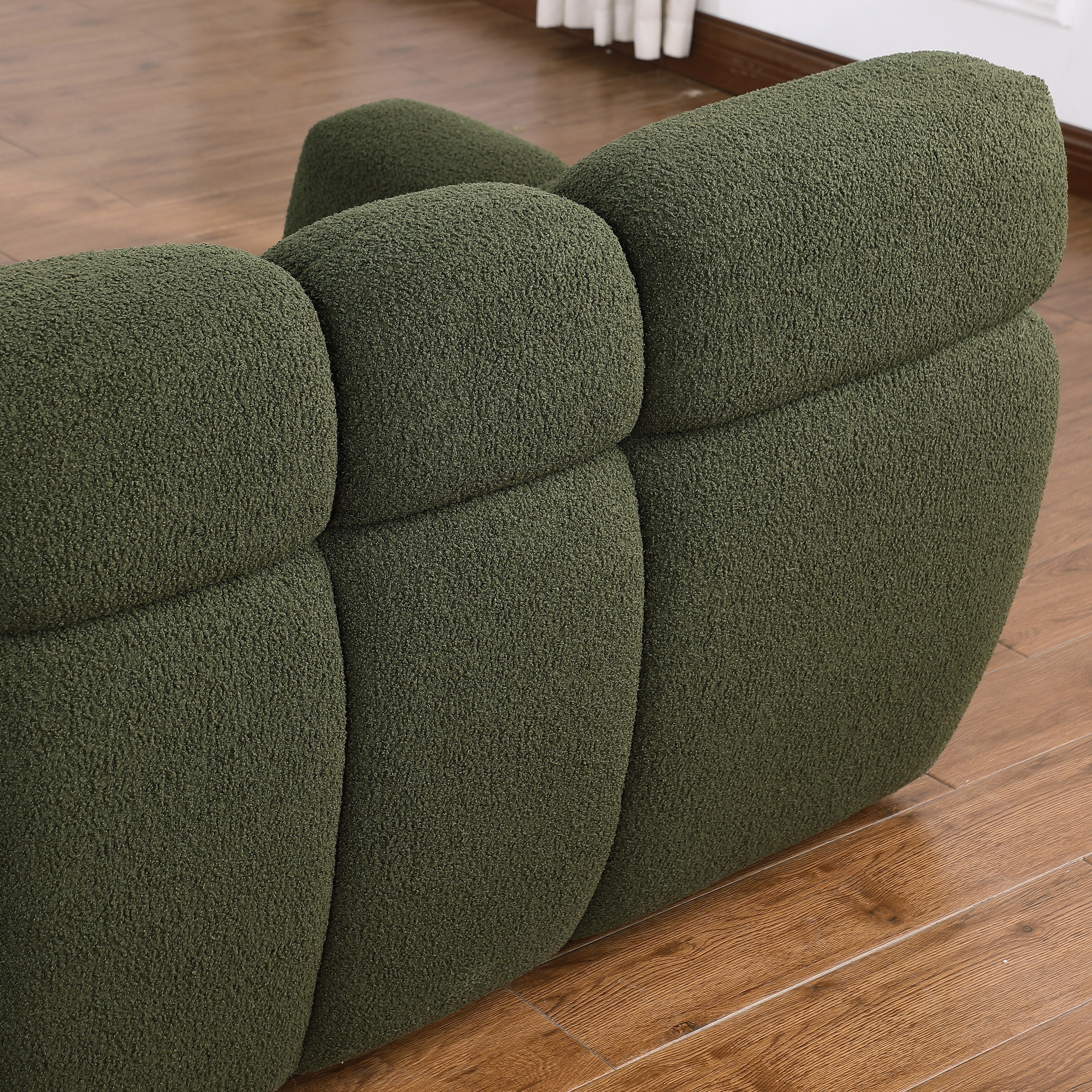 Beige Boucle 3-Seater Sofa - Marshmallow Design with Plush Cushions for Small Living Rooms | Cozy Modern Apartment Furniture for Lounge & Entertaining