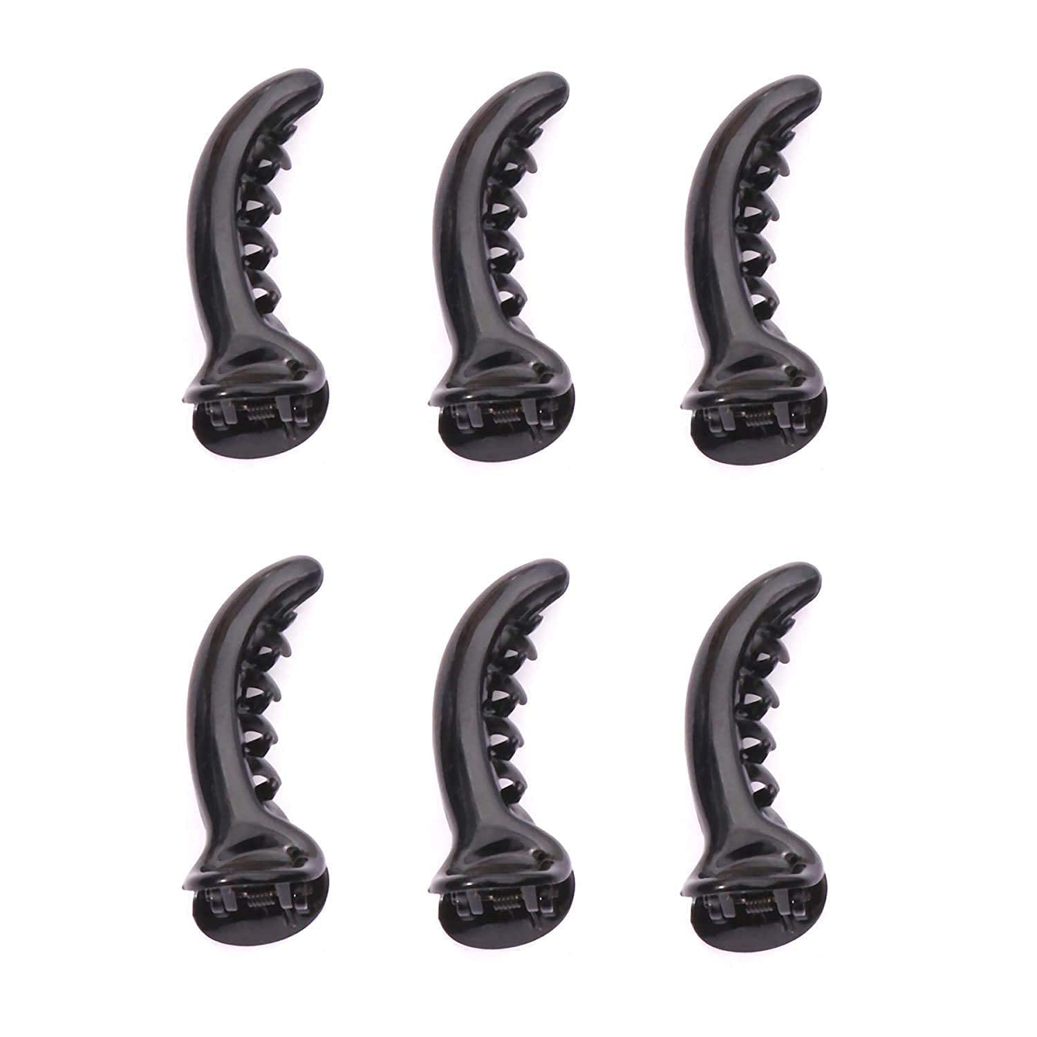 Black Banana Hair Clips for Women & Girls - 6 Pack Strong Hold Hair Claw Clips for Thick Hair, Boho Hair Accessories for Ponytail, Bun & Updo Hairstyles