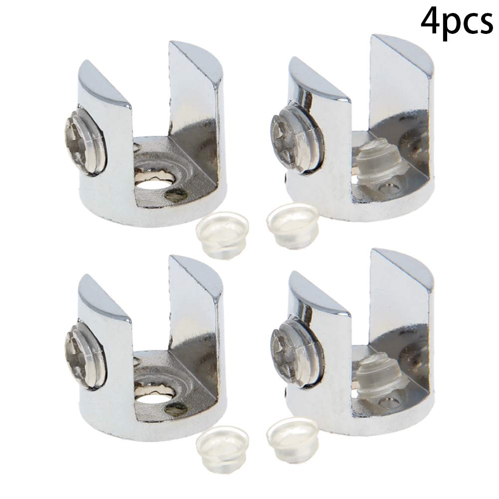 MroMax 4PCS Adjustable Zinc Alloy Glass Shelf Brackets - 0.75