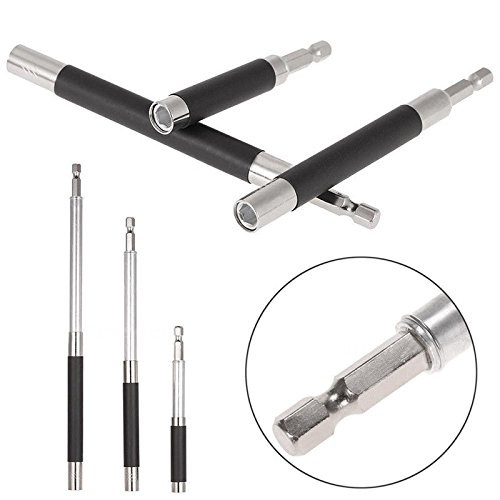 3-Piece Extendible Hex Shank Magnetic Screwdriver Drill Bit Set with Holder & 10 Extra Long 50mm Driver Bits - Perfect for DIY Projects, Home Repairs, and Professional Construction Work