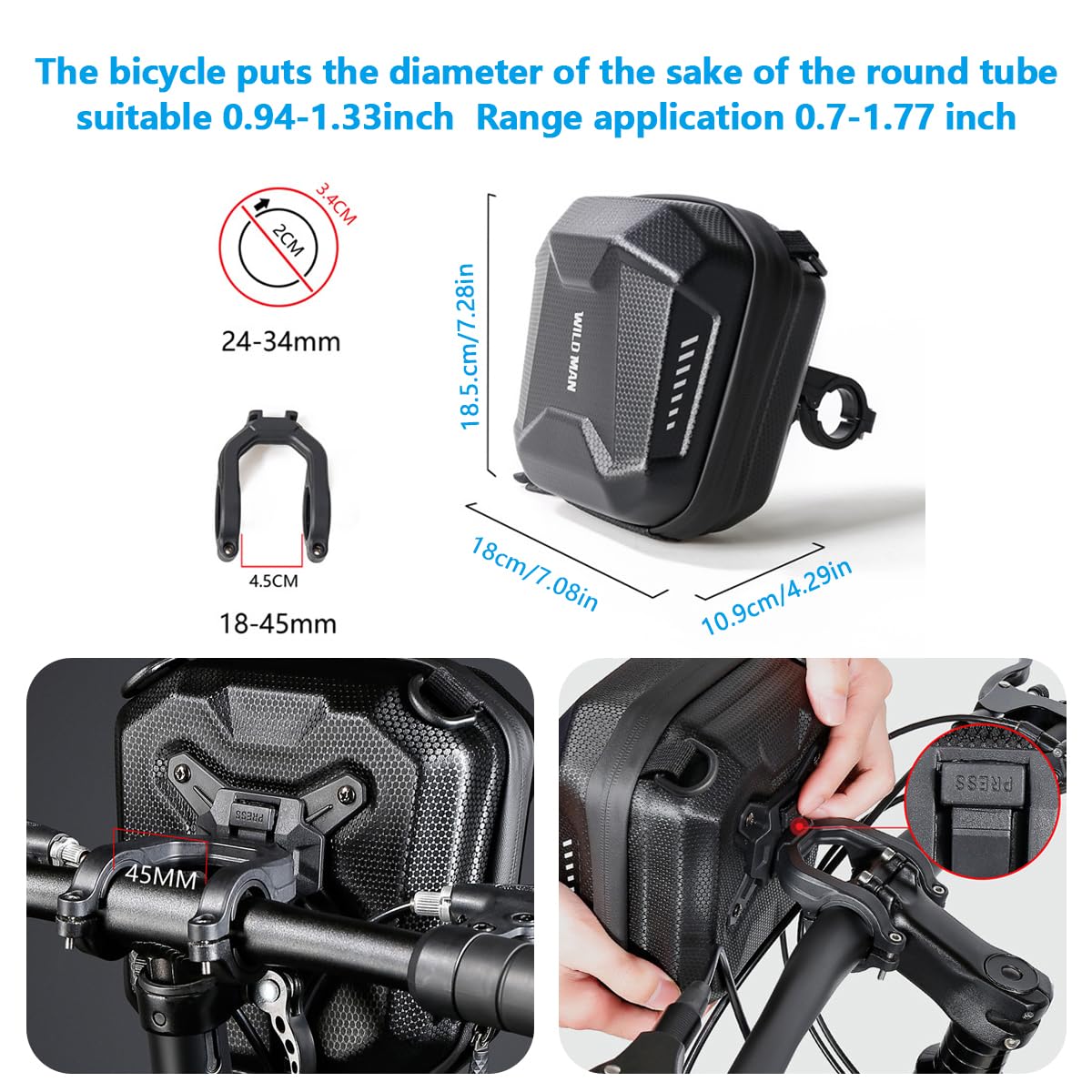 **Waterproof EVA Hard Shell Scooter Handlebar Bag - Bike Frame Storage Bag for Cycling & Commuting (Black) - Perfect for Outdoor Adventures & Daily Rides**