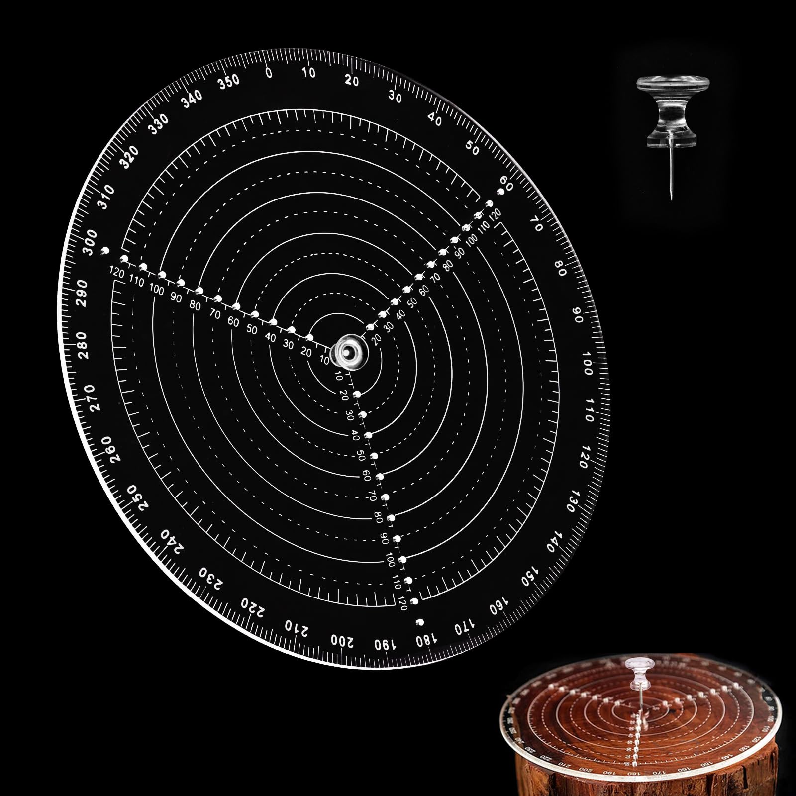 Precision Round Center Finder Compass Tool - 11.8 Inch Clear Acrylic Lathe Centering Gauge for Woodworking, DIY Furniture, Handicrafts & Circle Drawing | Perfect for Carpentry, Metalworking & Craft Projects