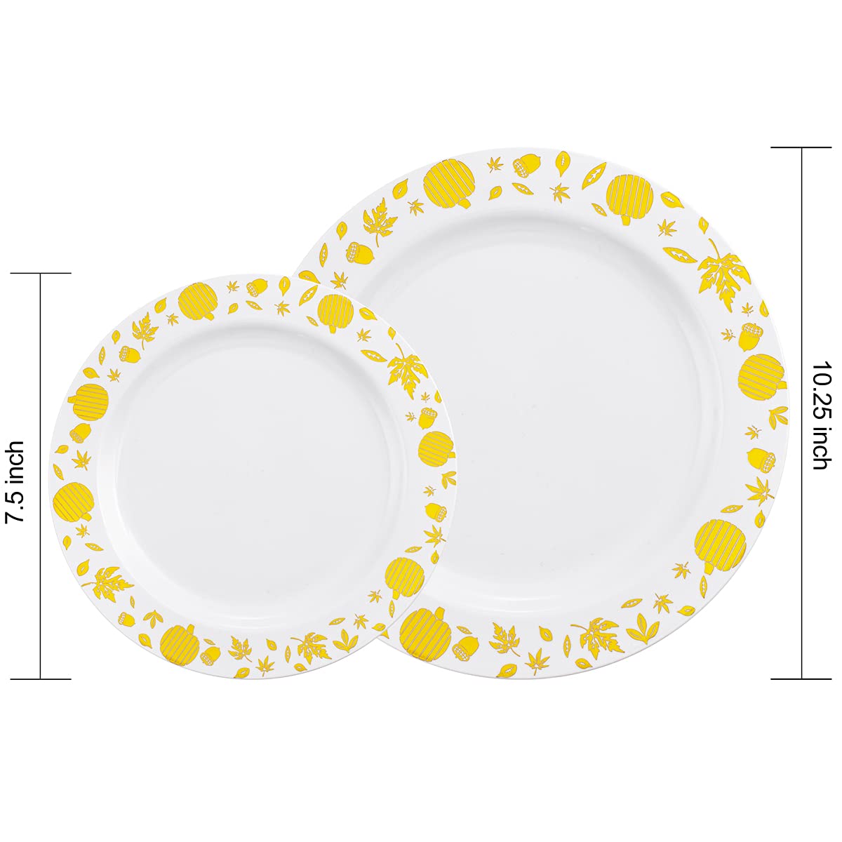 60PCS Thanksgiving Dinner & Dessert Plates Set - White and Gold Plastic Plates for Giving Thanks Theme Party, Holiday Feast, Family Gathering, and Festive Celebration