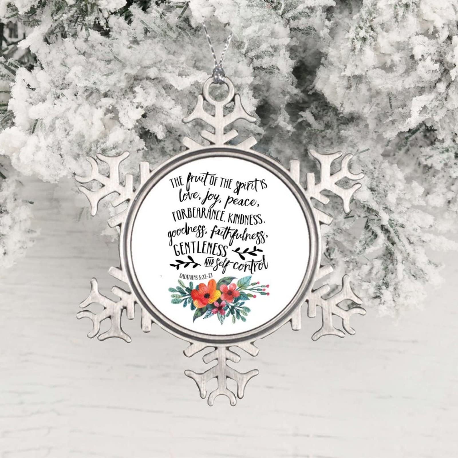 Christmas Snowflake Ornament with Bible Verse - Love Keepsake Gift for Tree & Winter Party Decor