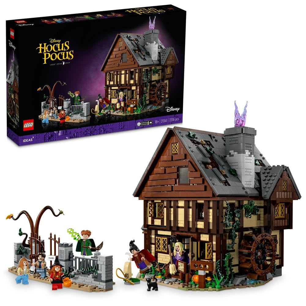 LEGO Ideas Disney Hocus Pocus: Sanderson Sisters' Cottage Building Set 21341 | Collectible Model Kit with 3 Minifigures | Perfect Gift for Disney Fans & Adult Builders | Great for Home Decor, Movie Night Display & Halloween Decorations