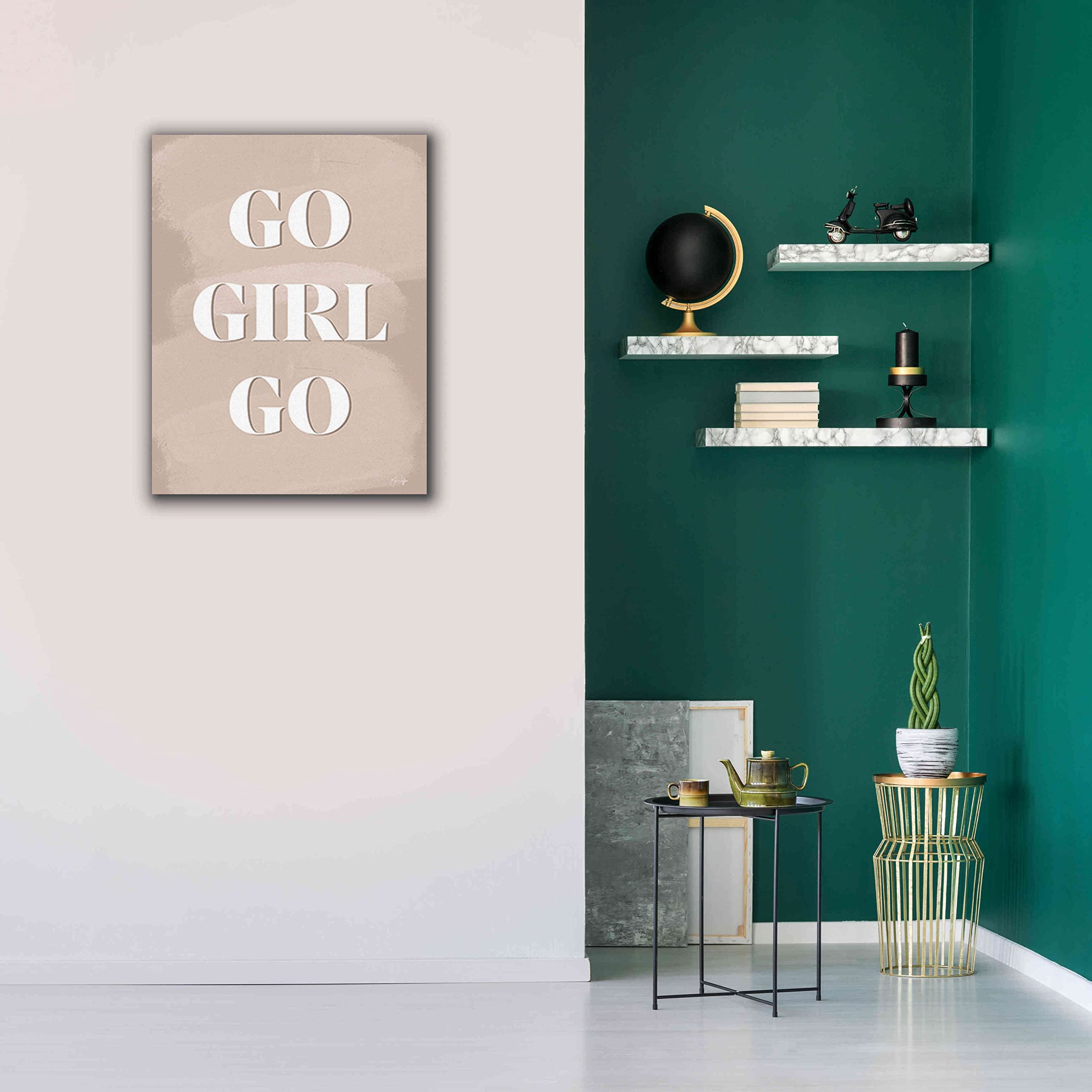 Go Girl Go by Yass Naffas Designs - Premium Giclee Canvas Wall Art Print 26x34 Inches - Modern Home & Office Decor for Women Empowerment Inspiration