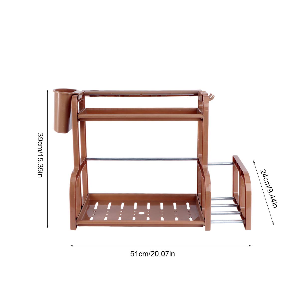 2-Tier Kitchen Organizer Shelf - Spice Rack & Utensil Holder for Countertop Storage - Perfect for Organizing Cooking Tools, Cutlery, and Seasoning Jars in Your Dressing Room or Kitchen