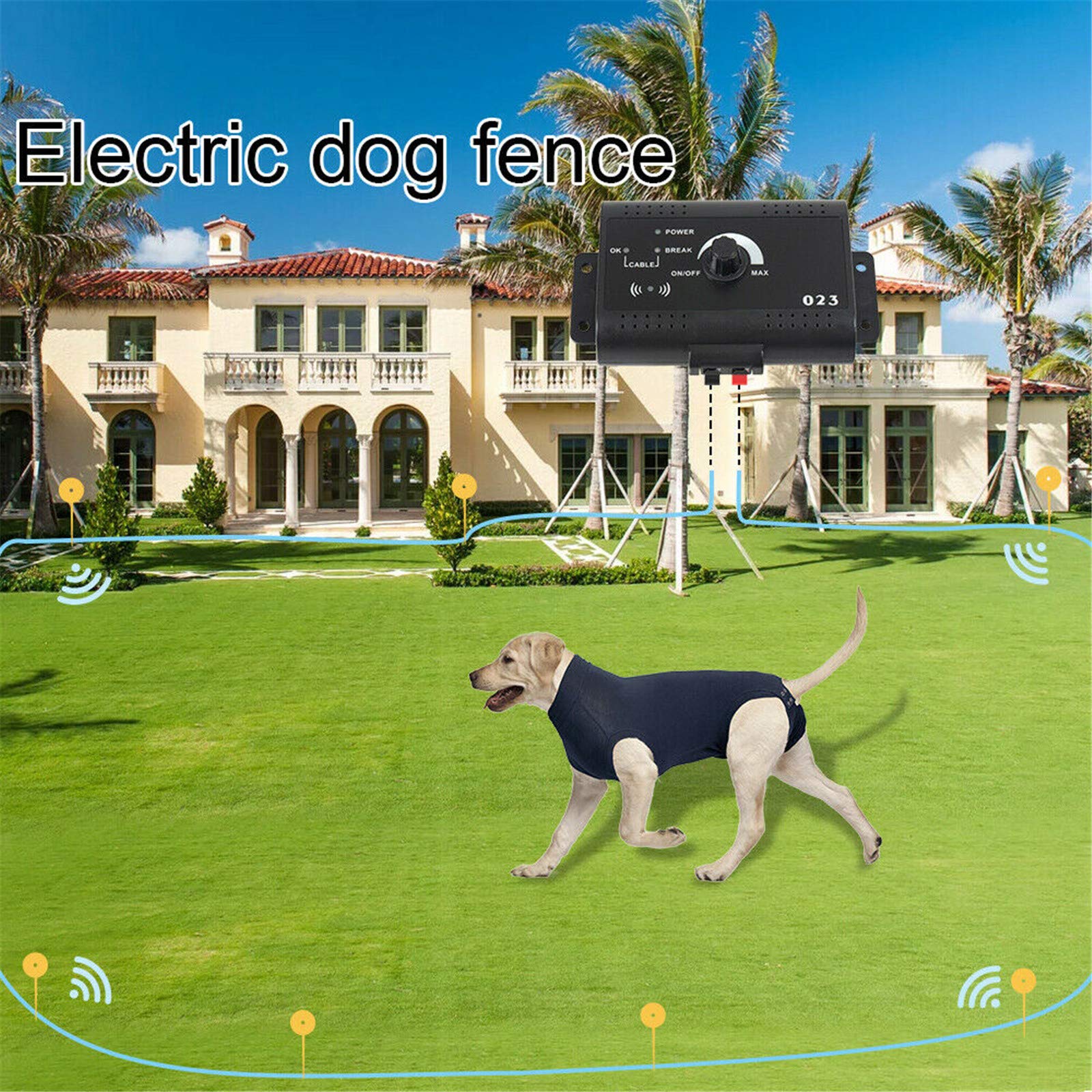 Waterproof Rechargeable Electric Dog Fence System - Adjustable Training Collar for Small Medium & Large Dogs | Indoor & Outdoor Pet Containment | Backyard Security & Training Solution