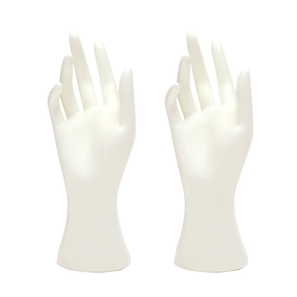 Cabilock 2-Pack White Plastic Jewelry Display Stand - Perfect for Bracelets, Rings & Watches | Elegant Mannequin Hand Holder for Retail Stores, Boutiques & Home Jewelry Organization
