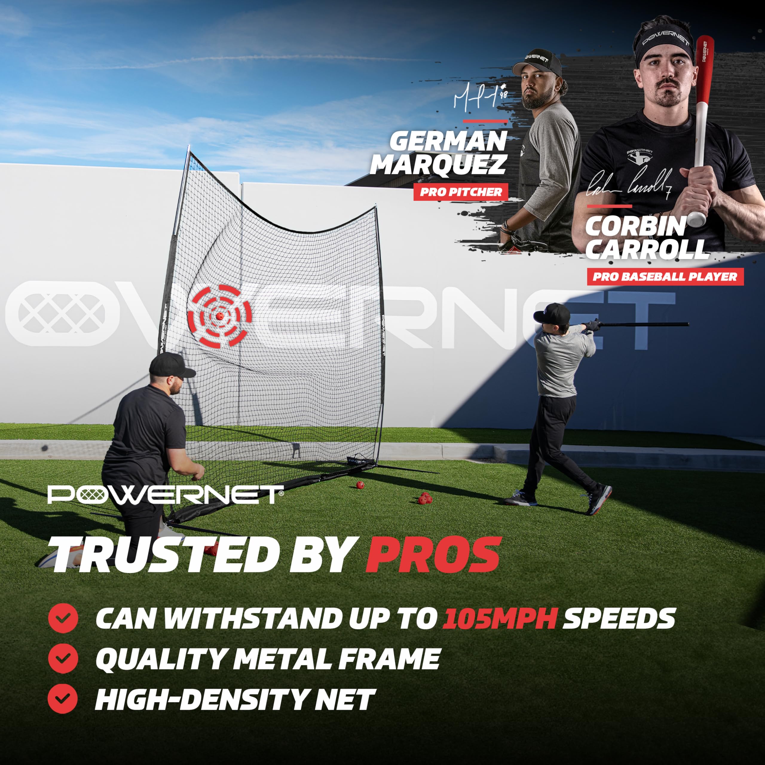 PowerNet Portable Sports Rebounder for Basketball, Volleyball, Soccer, Baseball, Softball & Lacrosse | Indoor/Outdoor Training Net for Backyard, Garage & Gym | Safety Backstop for Kids & Adults