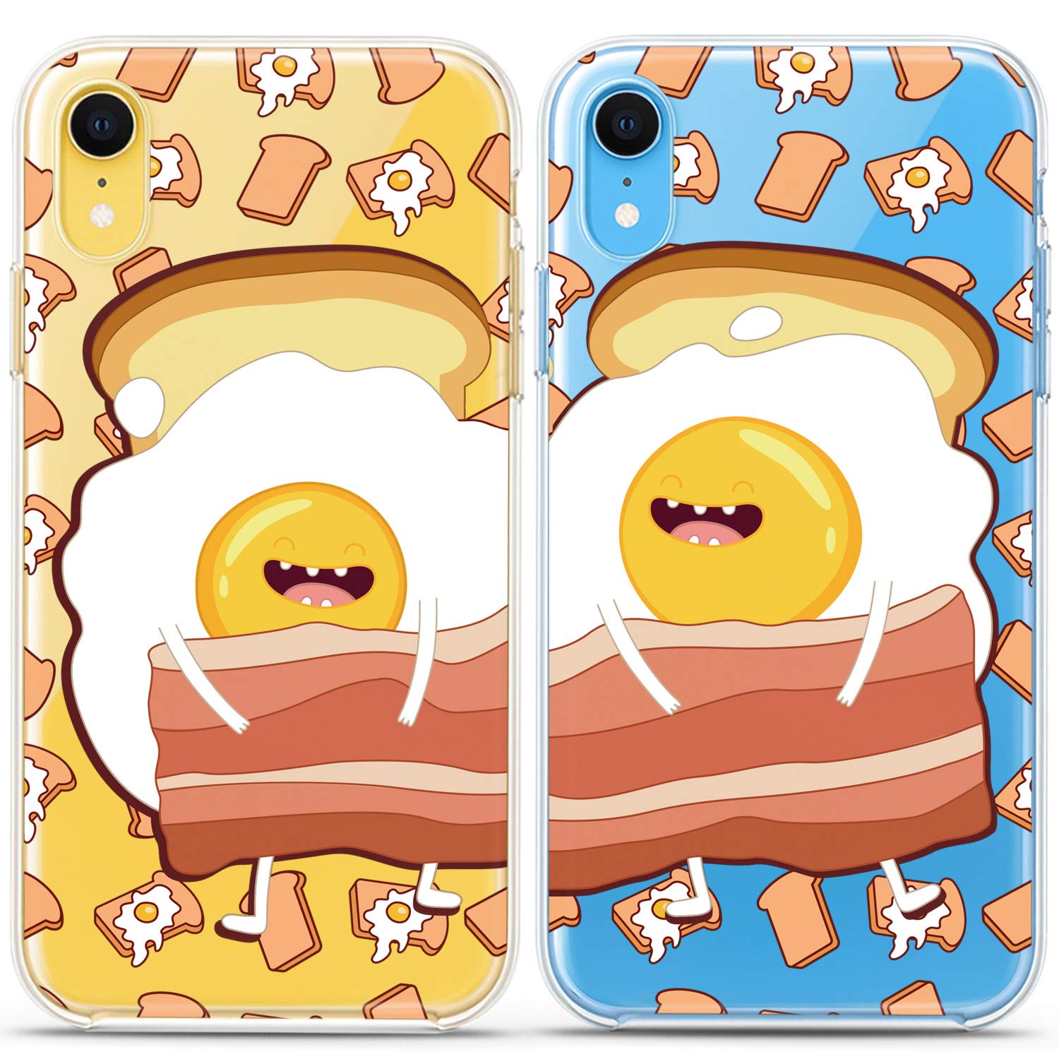 Matching Couple Phone Cases for iPhone 16/15/14/13/12/11 Pro Max/Mini/XS/X/8 Plus/7/Xr/SE - Cute Gudetama Silicone Cover Set - Perfect Gift for Couples, Best Friends & Siblings - Funny Bacon & Egg Design for Everyday Use & Special Occasions