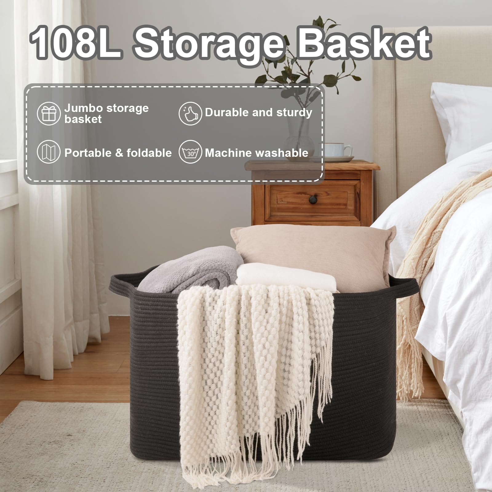108L Large Laundry Basket Organizer - 24.8