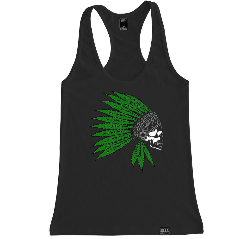 FTD Apparel Women's Racerback Tank Top - Soft Breathable Yoga Workout Tops for Gym, Running & Casual Wear - Trendy Pot Head Design for Hippie & Festival Fashion