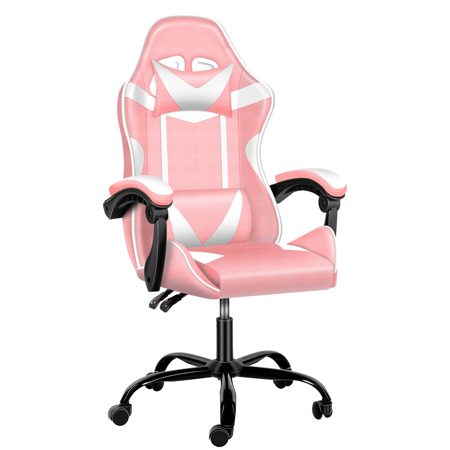 Pink Gaming Chair for Big and Tall Gamers - Racing Style Ergonomic Office Chair with Adjustable Height, Swivel, Headrest & Lumbar Support - Perfect for PC Gaming, Streaming & Home Office Setup