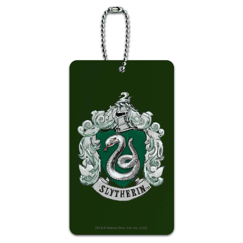 Harry Potter Slytherin Painted Crest Luggage Tag - Durable Suitcase ID Tag for Carry-On Bags - Perfect for Travel, Cosplay, and Harry Potter Fans