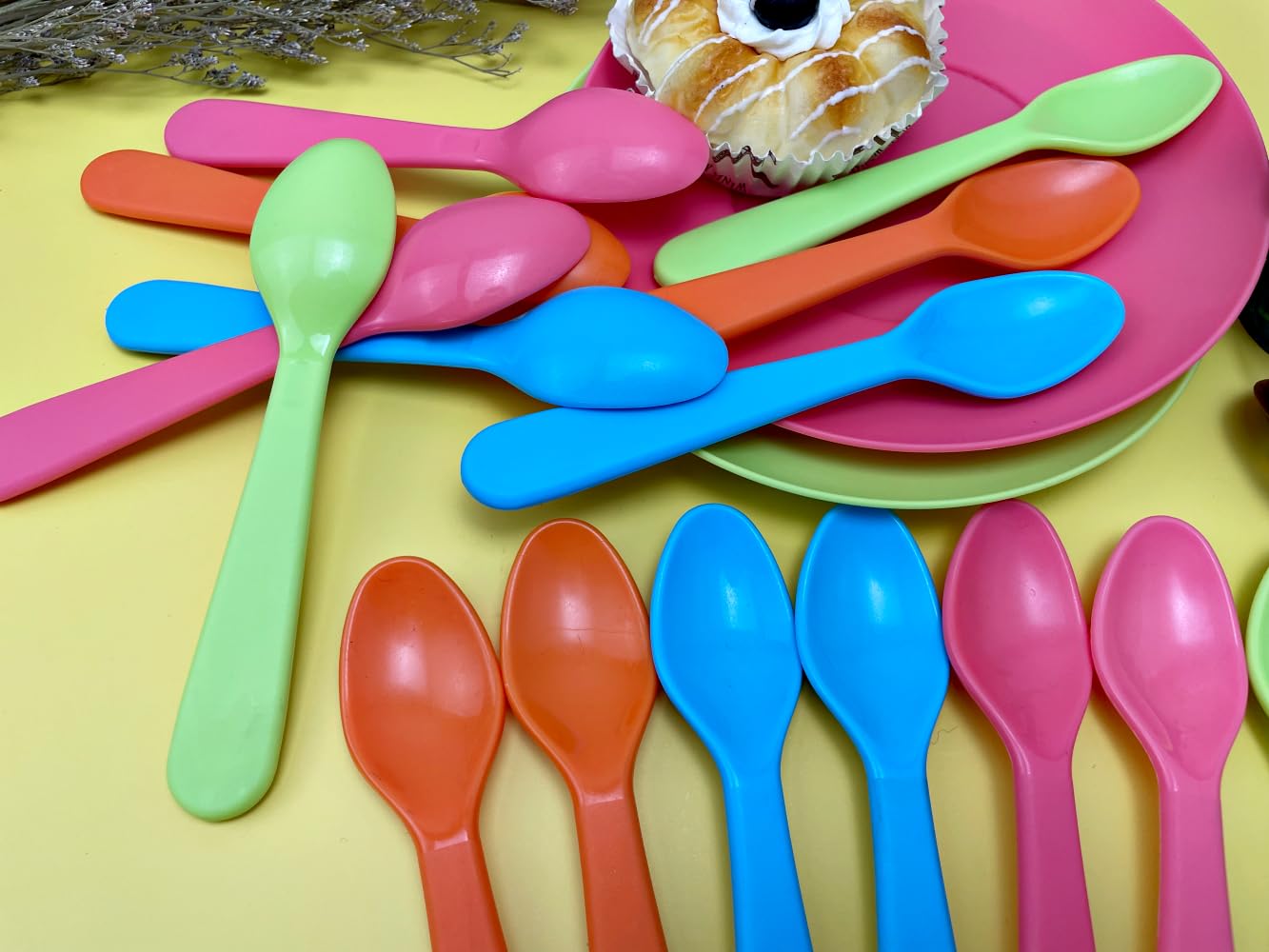 16-Piece Kids Plastic Spoon Set - Reusable Toddler Utensils & Silverware in Bright Colors | BPA-Free, Travel-Friendly for School Lunch Boxes, Camping & Family Outings | Perfect for Children & Adults