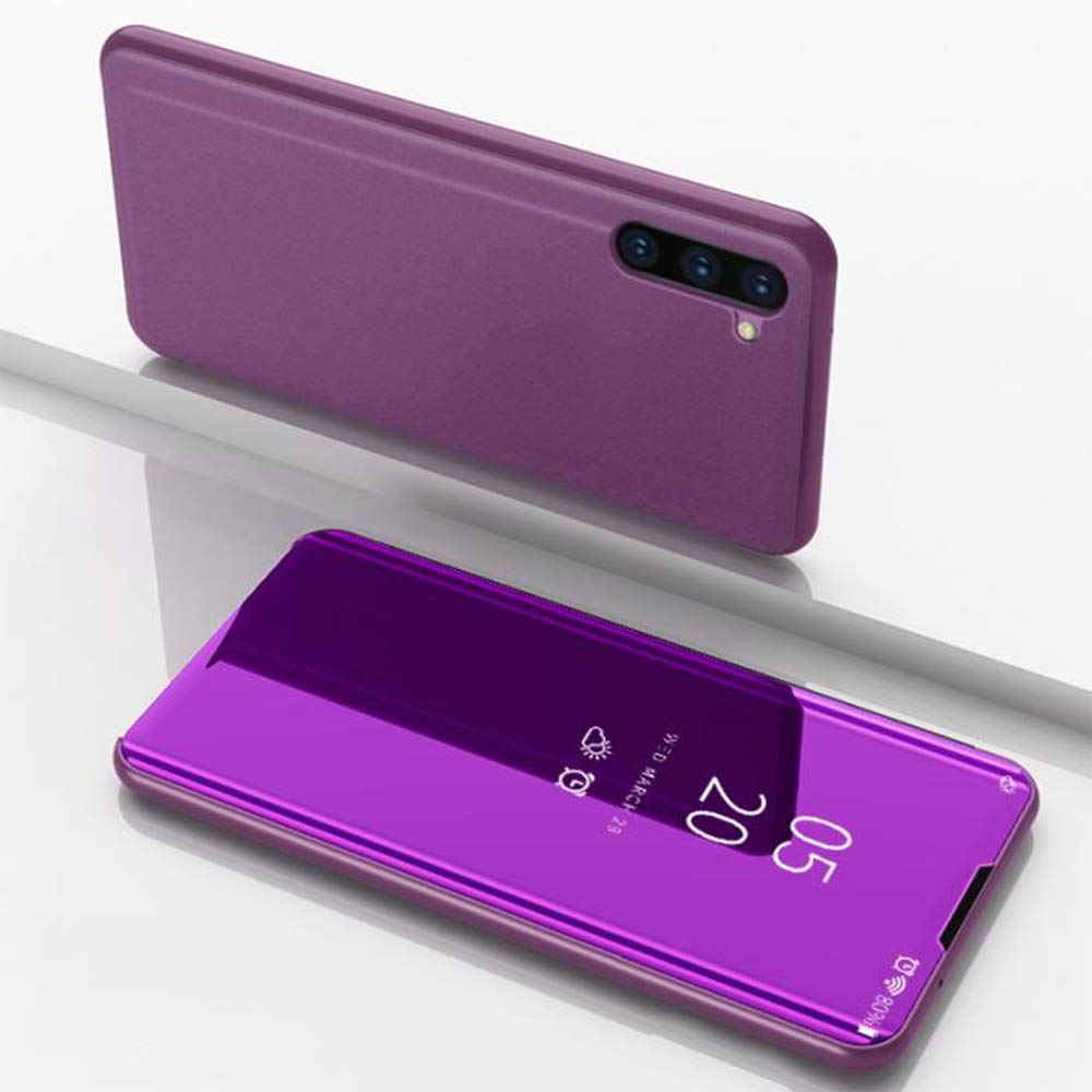 Premium Luxury Electroplated Mirror Flip Case for Samsung Galaxy Note 10 (2019) - Translucent View Window, Full Body Protection, Anti-Scratch PC Cover with Stand (Purple) - Perfect for Business Meetings & Everyday Use