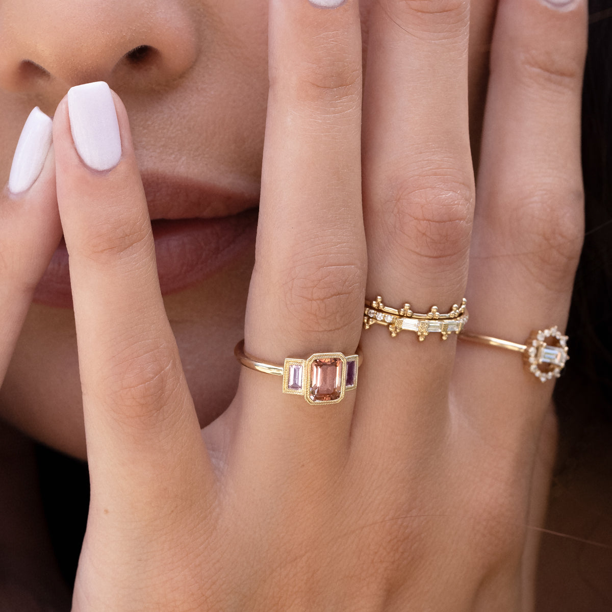Exquisite Charlotte Bicolor Tourmaline & Sapphire Ring - Unique Handcrafted Jewelry for Women - Perfect for Weddings, Anniversaries & Special Occasions